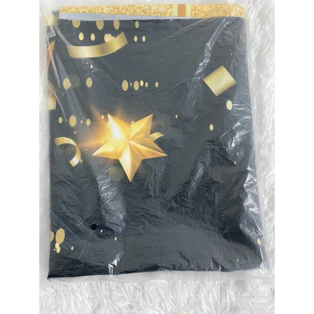 Mehofond Backdrop 7X5FT Happy New Year Black Gold Photo Booth Props Background